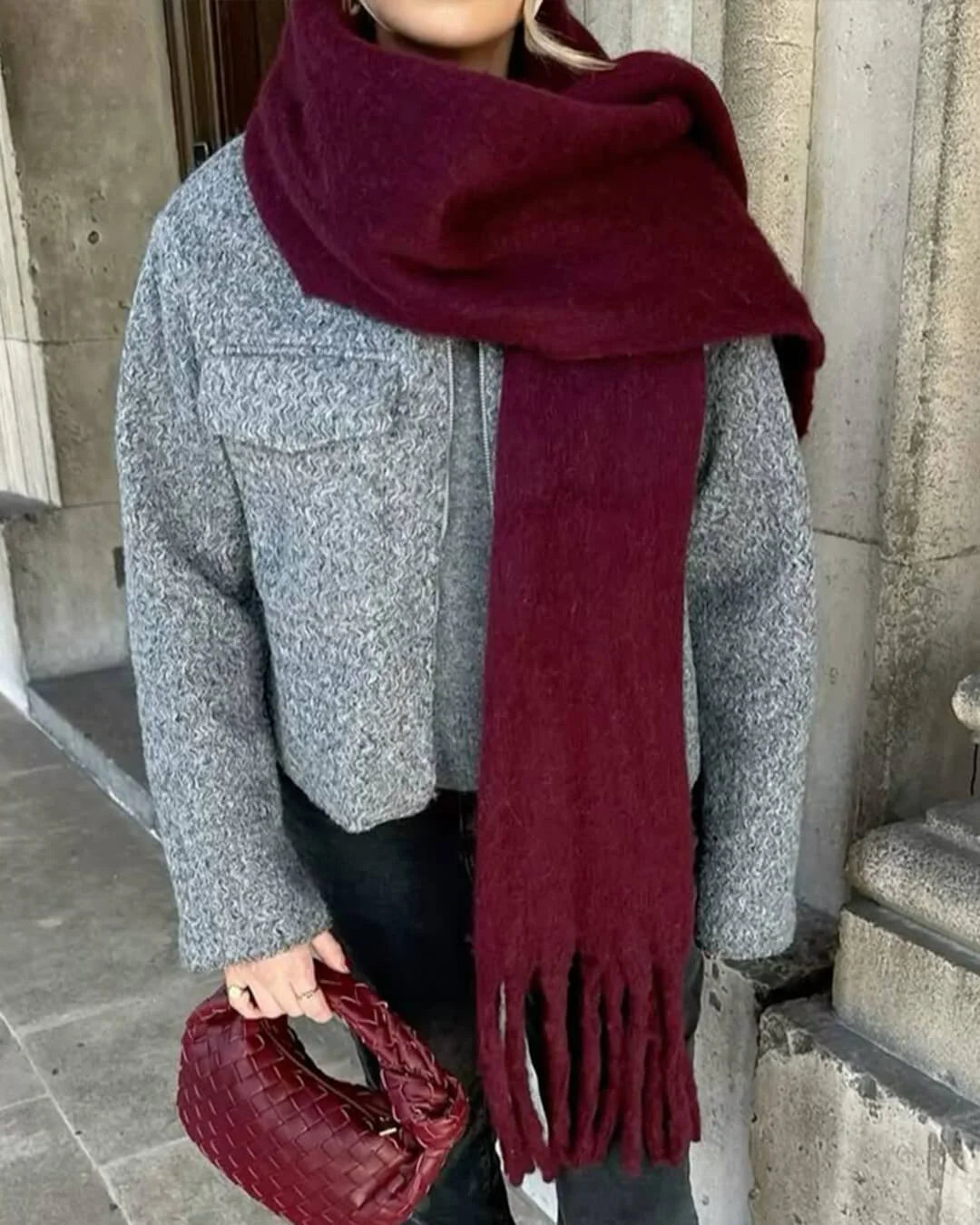 Wintersjaal Dames – Kasjmierzacht met Franjes