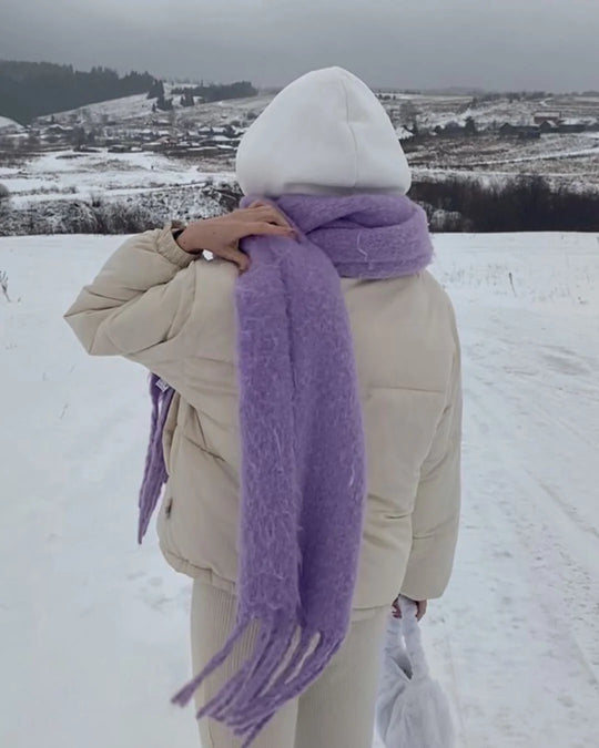 Wintersjaal Dames – Kasjmierzacht met Franjes