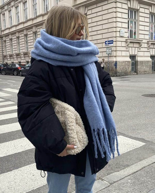 Wintersjaal Dames – Kasjmierzacht met Franjes