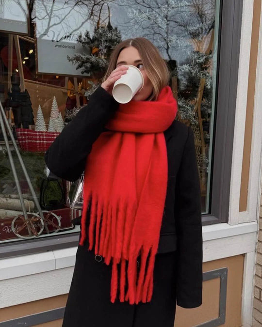 Wintersjaal Dames – Kasjmierzacht met Franjes